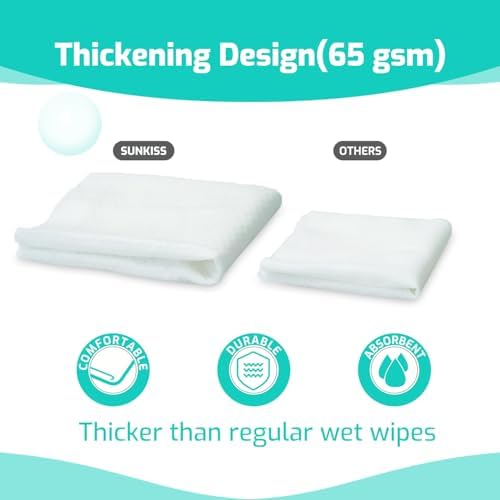 SUNKISS Trustplus Wet Wipes for Adult No Rinse, Extra Large 8”x12” Body Cleaning Washcloths for Elderly Incontinence & Cleansing, Unscented, 200 Count (4 Packs of 50)