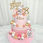 42Pcs Bunny Cake Topper Rabbit Cake Decorations Bunny Birthday Decorations with Daisy Flowers and Balls Cake Decorations for Birthday Supplies