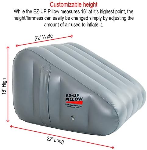 Inflatable Leg Wedge Pillow for Elevation. PT Designed EZ Up Pillow Helps Relieve Back and Hip Pain and Pressure, Swelling of Feet, Ankles and Knees Post Surgery or from Injury or chronic conditions.