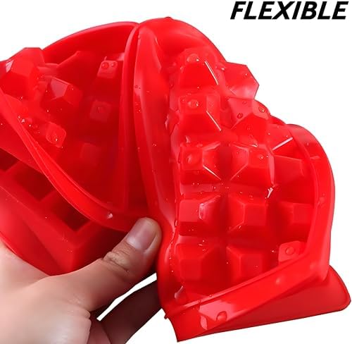 Waffle Mold, Gasusen 3PCS Rectangle and Heart Shaped Silicone Waffle Mold Set, Large Waffle Maker Baking Tray Pan Molds for DIY Waffle Cake Candy Chocolate Making