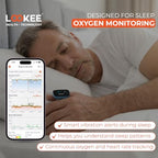 LOOKEE Ring Continuous Pulse Oximeter - Wearable Oxygen Monitor with Vibration Reminder for Low O2 - Rechargeable Blood Oxygen Saturation Tracker for SpO2 & PR - Free APP with Reports
