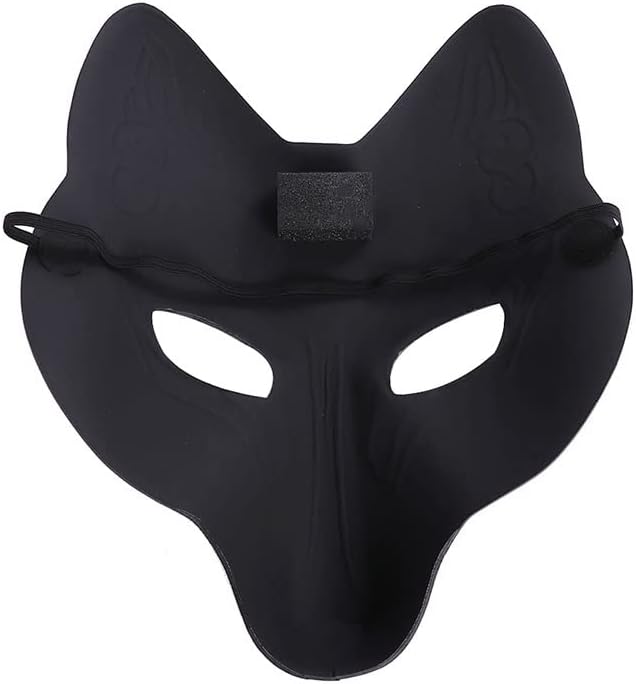 Utavu Fox Mask Japanese Kabuki Kitsune Mask for Men Women Halloween Full Face Mask Masquerade Costume Prop Animal Cosplay Party