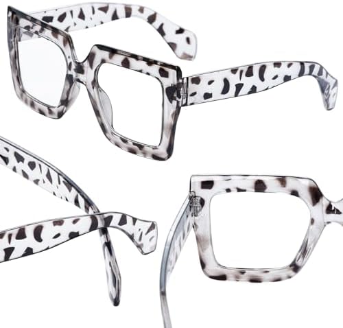 hoyuwak Oversized Square Blue Light Glasses Big Frame Computer Eyewear Thick Fashion Clear Glasses for Women Fashion