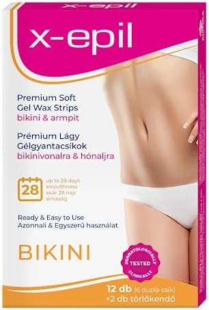 Gel Bikini Wax Strips for Body - 12pcs - Hypoallergenic, Ready-To-Use & Gentle Bikini Wax Strips For Smooth Skin Results - Effective Hair Removal at Home
