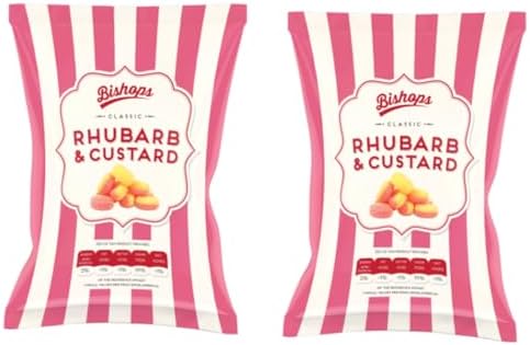 Bishops RHUBARB & CUSTARD Boiled Sweets | Imported From The UK | The Best Of British Candy | Pack of 2