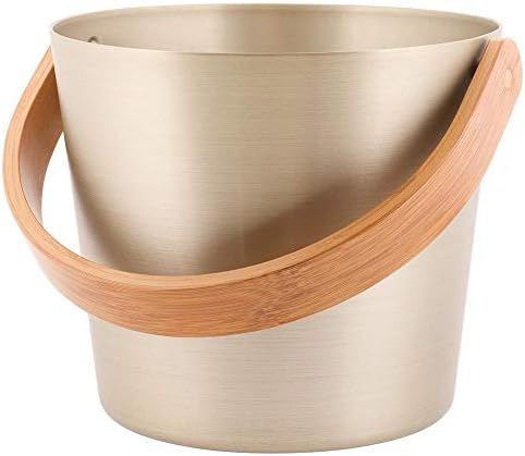 Rento - Sauna Bucket - Aluminium with Bamboo Handle - Champagne - 5 litres