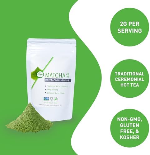 Aiya Authentic Japanese Premium First Harvest Ceremonial Grade Matcha Green Tea Powder - Vegan-Friendly, Zero Sugar, Gluten-Free - 100g Bag (3.53 oz.)