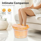Foot Basin Wooden Foot Bath Bucket,Solid Cedar Wood Foot Tub with Massage Roller & Cover Plate,Good Heat Preservation,Thicken Feet Relax Pedicure Bowl Spa Barrel Kit for Washing,Soak,Massage,Sauna