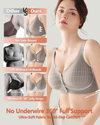 Jelly Front Closure Bras for Women Wireless Padded Post Surgery Bra No Underwire Seamless Full Coverage Comfortable