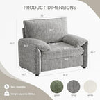ONBRILL Oversized Accent Chair, 41 Inch Chenille Fabric Armchair, Comfy Single Sofa Chair with Padded Arms, Pocket Spring Cushion, Modern Reading Chair for Living Room, Bedroom, Grey