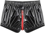 Freebily Men's Wet Look Latex PVC Leather Shorts Swimsuits Bulge Pouch Boxer Brief Club Hot Pants