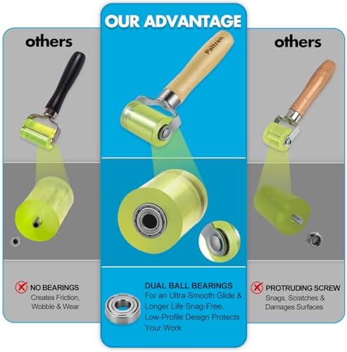 Seam Roller with Dual Ball Bearings | Professional Application Tool for Automotive Sound Deadening, Wallpaper, Vinyl & Home Workshop | Flawless Results with a Solid PU Wheel