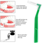 Thinp 25 Pcs Interdental Brushes,L-Shaped Interdental Brushes Angled Interdental Brushes Between Teeth and Gums Soft Bristled Interdental Brushes for Teeth Cleaning Plaque Removal(Green 0.8mm)