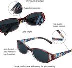 VisionGlobal 3 Pairs Reading Glasses/Sunglasses Foldable with Blue Light Blocking lens Compact Folding Glasses for Women (Red, +1.00 Magnification)