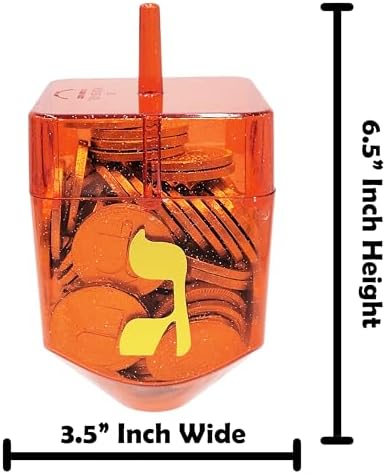 The Dreidel Company 4 Variety Jumbo Hanukkah Fillable 6.5" inch Dreidel, Stands Straight On Table, Can Be Filled with Hanukkah Gelt Or Hanukkah Chocolate