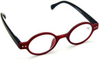 Agstum Designer Small round Oval Vintage Spring Hinge Reading Glasses Eyeglasses Readers (+1.75, Red frame with black temples)