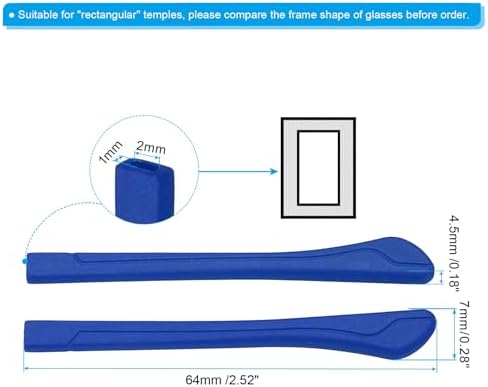 PATIKIL Glasses End Tips, 4 Pairs Eyeglass Anti Slip Ear Sock Pieces Tube Sleeve Silicone Replacement Temple for Rectangle Thin Metal Eyeglass Temple, Blue-12