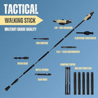 SmartstickX Collapsible Tactical Walking Stick with LED Light, USB Charging, Cork Grip, and Survival Tools – Aircraft Aluminum Trekking Pole for Hiking, Camping, Outdoors & Self Defense