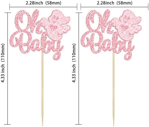 Gyufise 24Pcs Ghost Oh Baby Cupcake Toppers Pink Glitter Bow Spooky Cupcake Picks for Halloween Ghost Theme Baby Shower Kids Birthday Party Cake Decorations Party Supplies