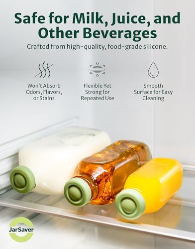 JarSaver® Silicone Replacement Caps | 48mm Diameter Bottle Lids That Fit Perfectly Stanpac & Libbey Milk Glass Bottles | Reusable, Long-Lasting and Easy to Clean Bottle Caps (Multi Colour, 6 Pack)