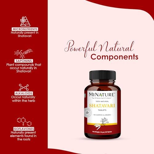 Shatavari Tablets by mi Nature -90 Tablets, 1000mg | 45 Day Supply | Asparagus | from India