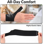 2 Pcs Thumb Wrist Brace Compression Sleeve, Elastic Protector Support Glove for Arthritis Pain Relief, Tendonitis, Sprains, Sports, Women and Men -Fits Both Hands (Black)