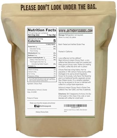 Anthony's Instant Chicory Root, 8 oz, Gluten Free, Caffeine Free, Non GMO, Coffee Alternative