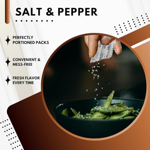 Green Direct Salt and Pepper Packets, 200 pcs, 100 Salt & 100 Pepper Packs for Convenient Seasoning Individually Sealed, Disposable Sachets for Food Service, Cafes, Travel, and Everyday Use