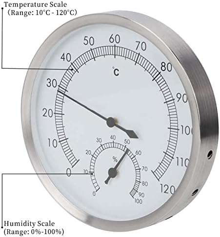 Indoor Hygrometer Thermometer 2 in 1 Stainless Steel Steam Room Sauna Room Thermometer Hygrometer Sauna Accessories for Any or Infrared Steam Saunas