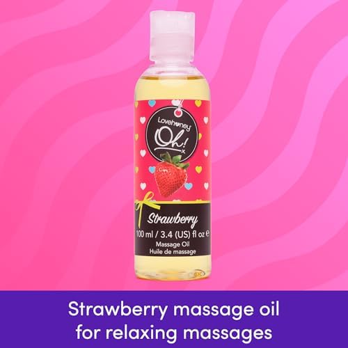 Lovehoney Strawberry Massage Oil - Infused with Essential Oils - Vegetarian Friendly - 3.4fl oz