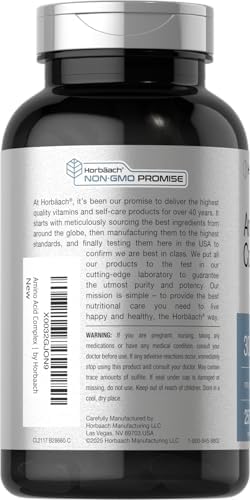 Horbäach Amino Acid Complex 3000mg | 250 Caplets | Non-GMO, Gluten Free Supplement