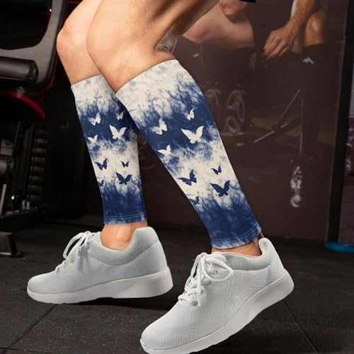 Calf Compression Sleeve 1 Pair Calf Support Shin Splints for Men and Women Leg Compression Socks, Tie Dye Butterfly