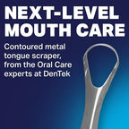DenTek Metal Tongue Scraper for Better Oral Health – Removes Bacteria, Fights Bad Breath – 100% Stainless Steel, Dishwasher-Safe – Slim Design, Works Gently