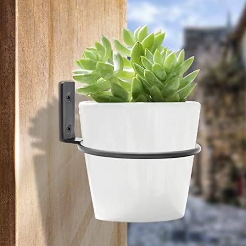 Jiozermi 2 Pack 6 inch Flower Pot Holder Ring, Flower Pot Holder Ring Wall Mounted Set Wall Mounted Metal Planter Hanger Matte Black Hanging Plant Holder