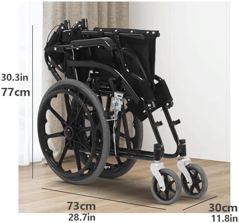 EYPKPL Safety Wheelchair Carbon Steel Transport Chair with Dual Brakes Wheelchairs Foldable Armrests Transport Wheelchairs Wheelchair Easy to Use Easy to Carry