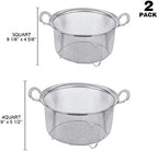 Tiawudi 2 Pack Strainers for Kitchen, 18/8 Stainless Steel Colander with Handles, Fine Mesh Strainer for Pasta, Rice and Fruit, Sieve with Resting Feet to Strain, Rinse, Steam or Cook Vegetables