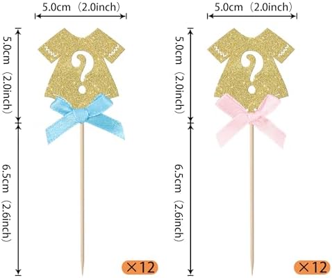 Rsstarxi 24 Pack Glitter Gender Reveal Cupcake Toppers Boy or Girl Cupcake Toppers Pink or Blue Bow Tie Cupcake Picks for Baby Shower Gender Reveal Theme Party Cake Decorations