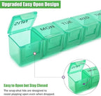 2 Pack Weekly Pill Organizer, Large 7 Day Pill Case, Daily Vitamin Case Medicine Box, AM/PM Pill Containers for Medicine Supplements Fish Oil (Red & Green)