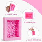 OBTANIM 2 Pcs Silicone Square Rose Flower Fondant Molds Handmade Chocolate Candy Moulds for DIY Craft Art Soap Candle Making Cake Decoration