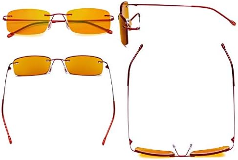 Eyekepper Rimless Computer Glasses - Blue light Blocking Eyeglasses with Orange Tinted Lens Men Women Red
