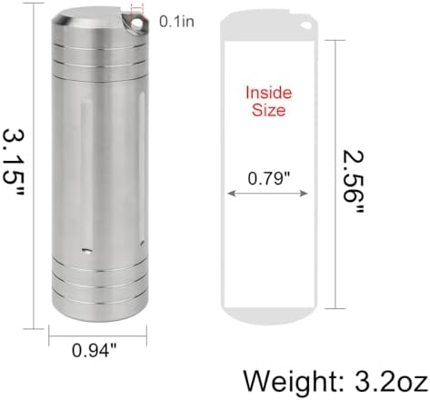 Large Size High Capacity Stainless Steel Keychain Pill Holder – Pill Container Portable Pill Case for Backpack, Keyring Watertight Travel Pill Container for Medicine (Large)