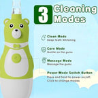 Kids Electric Toothbrush, Battery Operated Fun Bear Design Sonic Toothbrush for Toddler Ages 2-10, 2 Mins Timer, Soft Bristles, 2 Replacement Heads, 3 Brushing Modes for Teeth Cleaning