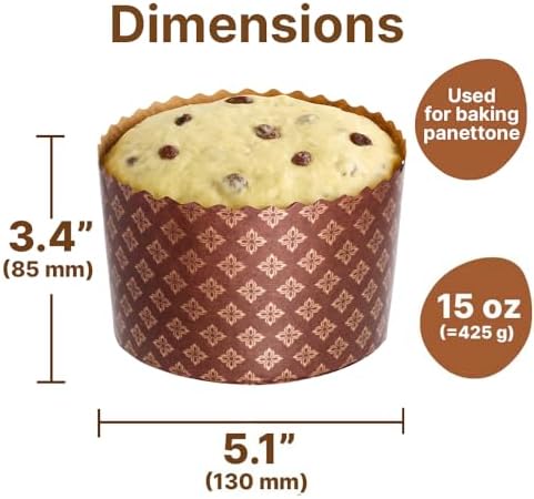 Paska Mold Kulich Large Panettone Paper Baking Molds (12 Pack 15oz) Easter Bread Paper Mold - Easter Bread Forms Panettone Pan Panetone Moulds 5.1x3.35-in