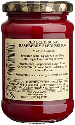 Vantexi Reduced Sugar Raspberry Seedless Jam 315g (Pack of 6)