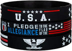 Sainstone Power of Faith Patriotic American Flag Silicone Bracelets Set with Patriot's Prayer, American Power Eagle - USA Thin Red Line Rubber Wristbands Gifts for Patriots, Army, Men, Women