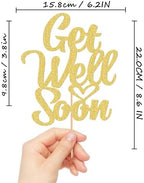 Get Well Soon Cake Topper - Glitter Gold After Surgery Recovery Cake Decorations, Cancer Survivor Party/Cancer Awareness/Cancer Free