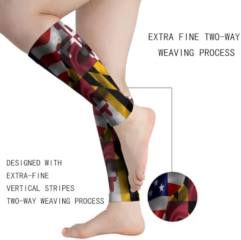 America vs Maryland Flag Combo Men Women Calf Compression Sleeve for Unisex Sports Support Running Basketball Football Leg Sleeves Protection Cycling