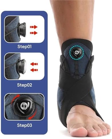 1Pc Ankle Brace Advanced Metal Support for Men & Women Sprained Ankles with Metal Springs Ankle Support(Black Blue)