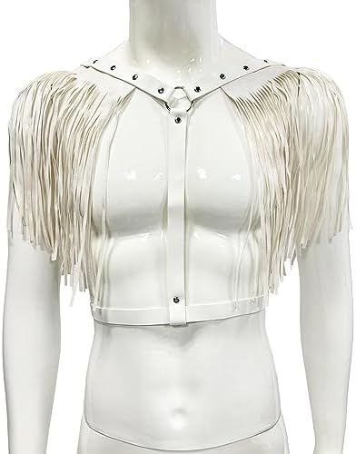 Men's PU Leather Tassel Body Chest Harness Adjustable Punk Gothic Bandage Costume Rave Party Body Accessories