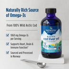 Nordic Naturals Arctic Cod Liver Oil, Unflavored - 8 oz - 1060 mg Total Omega-3s with EPA & DHA - Heart & Brain Health, Healthy Immunity, Overall Wellness - Non-GMO - 48 Servings